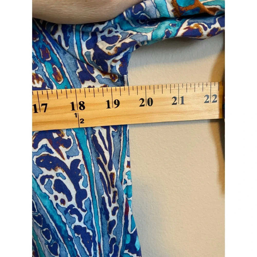 Peruvian Connection Venezia Paisley Print Dress Blue Turquoise Size Large‎